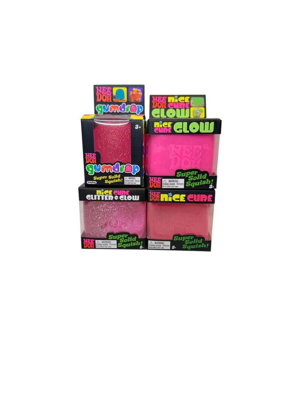 Nee Doh Pink Squish Toy Set - Neon & Light Pink